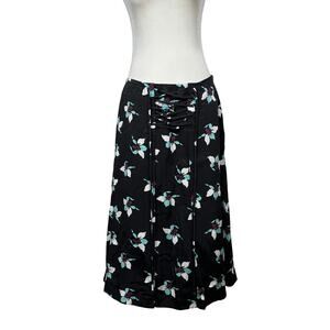 Maeve Anthropologie Floral Midi Skirt Womens 8 Black Lace Up Waist